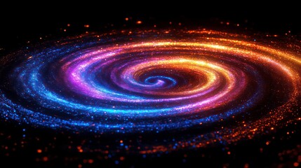 Wall Mural - a glowing spiral galaxy rendered in abstract neon patterns.