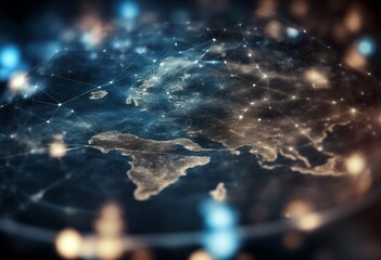 Poster - world data global network earth abstract concept map reflection digital connectivity