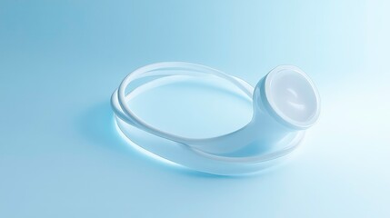 Poster - A minimalist stethoscope in white, glowing softly against a blue gradient.