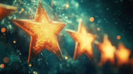 Canvas Print - a row of stars surrounded by faint sparkles, evoking a magical, celestial theme.