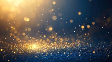 Wall Mural - abstract background with dark blue and gold particle. christmas golden light shine particles bokeh o
