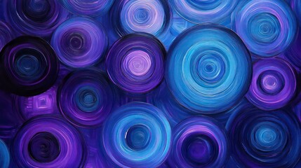 Poster - Abstract concentric circles glowing in alternating blue and purple hues.