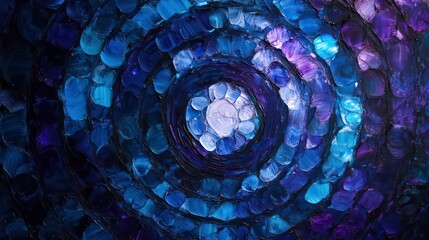 Wall Mural - abstract concentric circles glowing in alternating blue and purple hues.