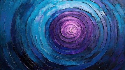 Wall Mural - abstract concentric circles glowing in alternating blue and purple hues.
