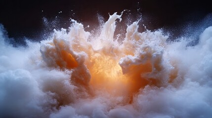 Poster - An explosive splash of milk erupts amid a dark backdrop, creating striking visual contrast that captures the viewer's attention with its dynamic movement and artistic flair.
