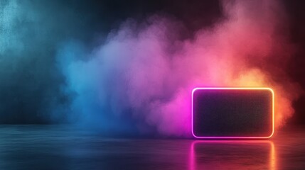 Poster - An artistic representation of neon lights surrounded by colorful smoke, creating a captivating and abstract scene that evokes emotion and intrigue.
