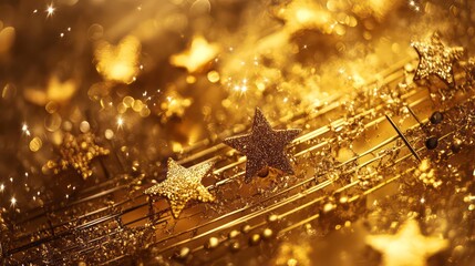 Canvas Print - gold stars aligned to mimic a musical staff on a dreamy, glowing background.