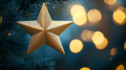 Canvas Print - one bold gold star in the center, with faint bokeh light fading into the edges