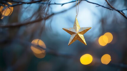Canvas Print - one bold gold star in the center, with faint bokeh light fading into the edges