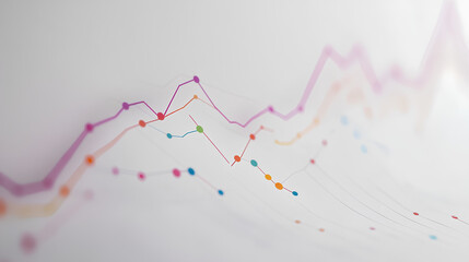 Poster - financial chart with an upward arrow and data points on a white background, symbolizing market growt