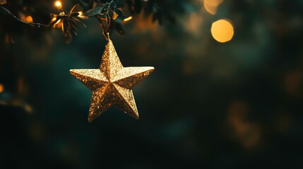 Canvas Print - one bold gold star in the center, with faint bokeh light fading into the edges