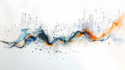 Poster - financial chart with an upward arrow and data points on a white background, symbolizing market growt