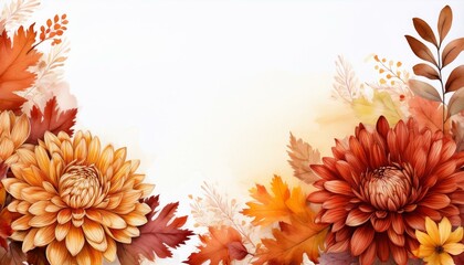 Canvas Print - Autumnal floral arrangement with chrysanthemums and fall leaves.