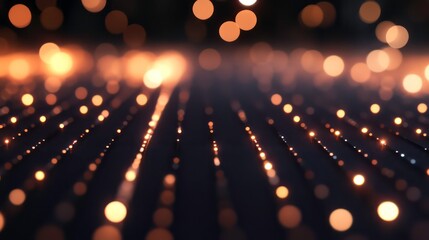 Poster - Abstract dark background with glowing orange bokeh lights, creating lines and depth.