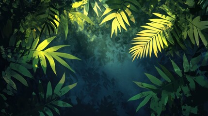 Sunlit Jungle Canopy: A Glimpse into the Lush Tropical Rainforest