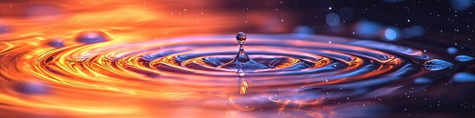 Poster - Water drop impact creating vibrant, swirling ripples.