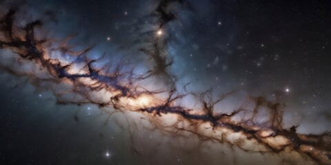 Milky Way galaxy with vibrant star clusters and interstellar gas ,  galaxy,  stars,  astronomy
