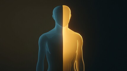 Wall Mural - abstract representation of a human figure split into two contrasting colors.
