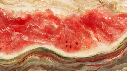 Wall Mural - abstract representation resembling a watermelon with swirling colors.
