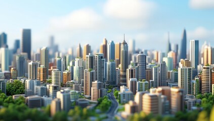  Miniature Cityscape Under a Sunny Sky