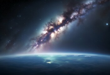 Wall Mural - landscape space view element galaxy way milky galaxy way milky earth aurora