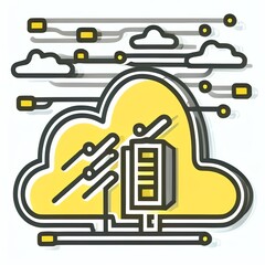  Cloud Server Data: Yellow Cloud Computing Graphic