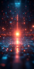Wall Mural - Abstract digital glowing circuit board.