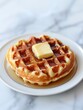© ibnu - Golden Waffle with Butter and Maple Syrup on a White Plate