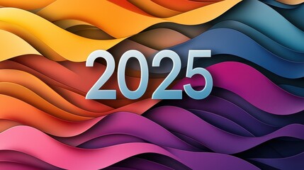 Poster - Minimalist Design with Colorful Waves and Abstract Shadows for Modern Aesthetics in 2025