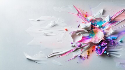 Poster - Soft Pastel Themed Artwork in Mint and Pink Shades with Abstract Elements and Delicate Texture
