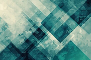 Poster - Abstract teal and beige geometric pattern.  Modern art design with textured overlay.