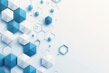Poster - Abstract geometric background with blue and white hexagons. Modern and clean design, perfect for tech or corporate projects.