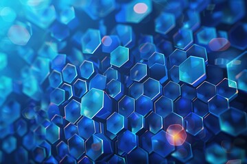 Poster - Abstract blue hexagonal pattern.  Modern technology background. Geometric design. Digital texture.
