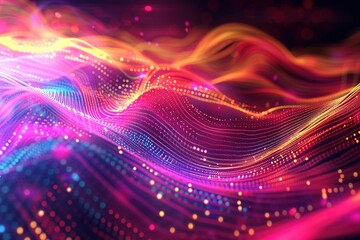 Poster - Abstract colorful wave pattern, vibrant and dynamic energy, perfect for tech or design backgrounds.