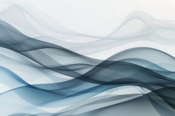 Poster - Abstract flowing blue and gray waves.  Elegant and serene design, perfect for backgrounds or presentations.