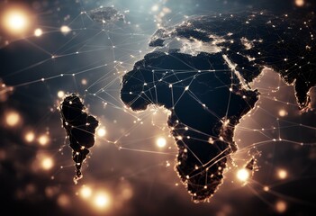 Poster - world toned abstraction w network global global 3d image rendering connection
