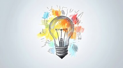 Poster - Colorful Lightbulb Sketch Representing Creative Ideas