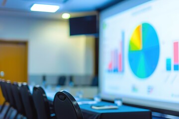 Poster - Conference room with projector displaying charts and graphs.