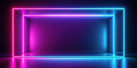 Wall Mural - Abstract background illuminated with pink and blue neon light, render, abstract, background, illuminated, pink, blue