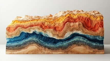 Poster - A vibrant, layered geological formation showcasing rich colors and textures, resembling earth's strata in an artistic presentation.