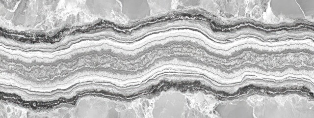 Poster - Grey onyx marble texture with wavy lines and patterns.