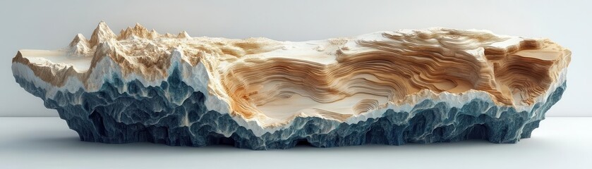 Poster - A stunning piece of natural stone art showcasing intricate patterns and colors, resembling a wave with earthy tones and a smooth texture.