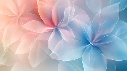Aufkleber - An abstract floral background with overlapping translucent flower shapes, blending seamlessly to create a light and ethereal design with a modern touch