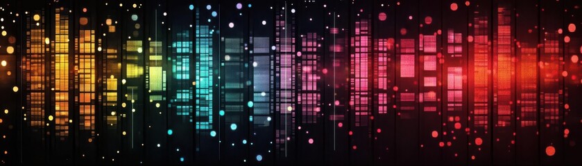 Poster - A vibrant soundwave graphic displaying colorful bars against a dark background, representing audio frequencies and rhythm.