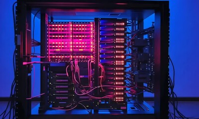 Sticker - Illuminated Server Rack: A Technological Marvel