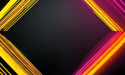 Wall Mural - Abstract Neon Lines Background: Vibrant Pink, Yellow, and Orange Glowing Strokes on Dark