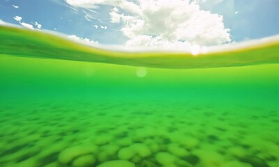 Wall Mural - Underwater Serenity: A Vibrant Green Lake's Tranquil Depths