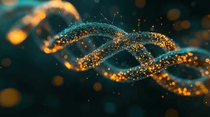 Poster - Abstract glowing DNA helix structure, microscopic view of genetic code.