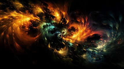 Aufkleber - A burst of multicolored abstract swirls and powdery color explosion, generating a captivating and fluid design with AI artistry for a bold background effect