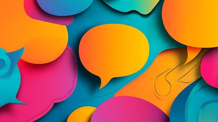Aufkleber - A colorful array of abstract speech bubbles in various sizes, overlapping each other against a vibrant background, creating a dynamic and lively visual